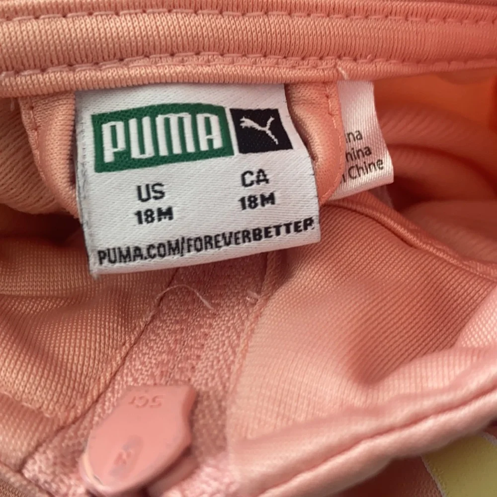 Puma girl 18 month pink athletic jacket with pockets light peach pink pastel